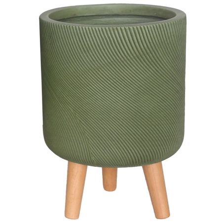 Кашпо файберстоун Флоу, ваза, с подставкой, зеленое, 24*35см, 8л, IDEALIST LITE