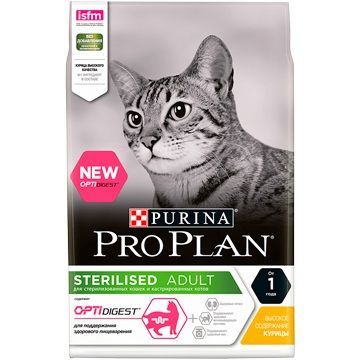 PURINA Pro Plan корм для стерил. кошек и кастр. котов с чувств. пищеварением Курица,1,5кг