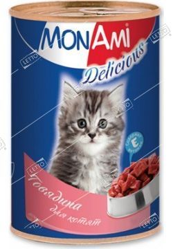 MonAmi корм для котят Говядина 350г консервы