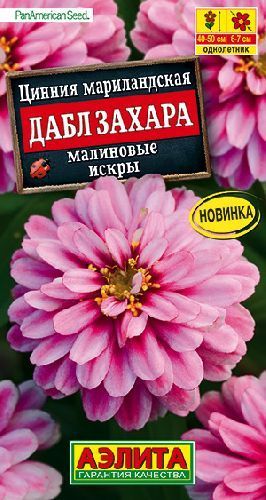 Цинния Дабл Захара малиновые искры, семена Аэлита 5шт