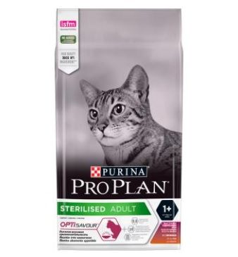 PURINA Pro Plan корм сухой для стерилизованных кошек и кастрированных котов Утка, Печень 1,5кг