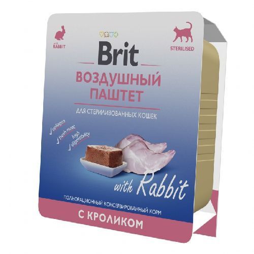 Brit PREMIUM "Воздушный паштет" стерилизованных кошек, Кролик, 100г