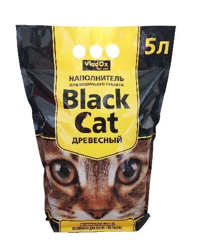 Наполнитель древесный Black Cat для кошачьего туалета, 5л, VladOx