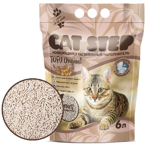 Наполнитель комкующийся растительный CAT STEP Tofu Original, 6л