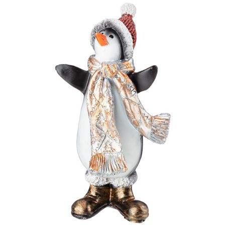 Фигурка для сада Пингвин в шапке и шарфе h-17см 