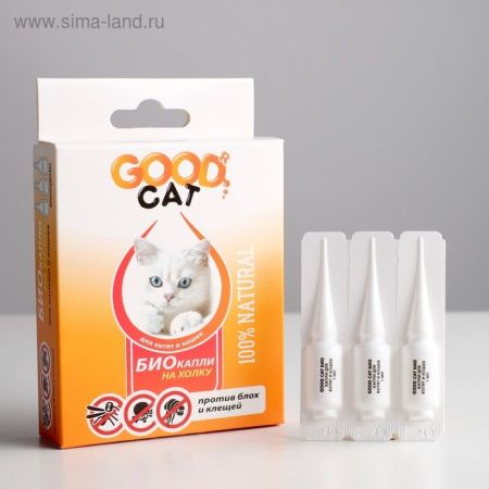 био капли от блох и клещей для котят и кошек 3*1мл, good cat