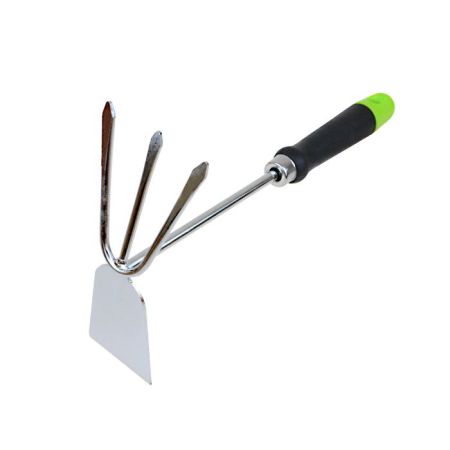 Мотыжка Комби 3-х зубые грабли с лопат  с мет черенк и пласт ручкой `Урожайная сотка` (П9914)
