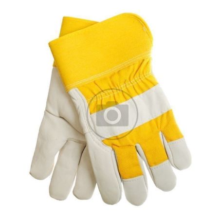 Перчатки кожаные утепленные комбинированные, желто-белые, Praktische Home