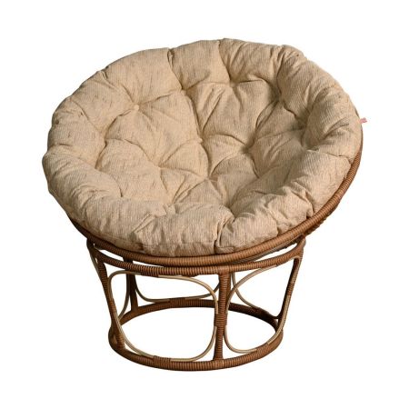 Кресло садовое Папасан, искусственный ротанг бамбук, подушка бежевая, 105*92*90см
